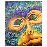 'Howler' - Signed Expressionist Howler Monkey Painting from Costa Rica