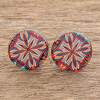Resin and paper stud earrings,