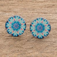 Resin and paper stud earrings,