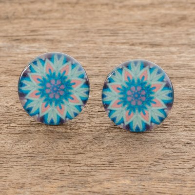 Resin and paper stud earrings, Magnificent Bloom