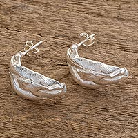 Sterling silver drop earrings, 'Textured Braids' - Textured Sterling Silver Drop Earrings from Costa Rica
