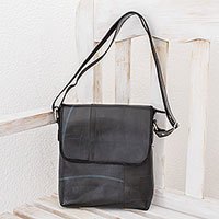 Recycled rubber messenger bag,