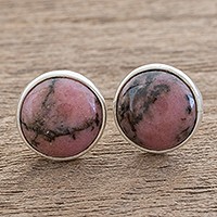 Rhodonite stud earrings,