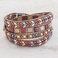 Glass beaded wrap bracelet,