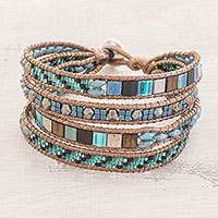 Glass beaded wristband bracelet,
