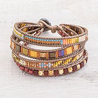 Glass beaded wristband bracelet,