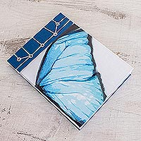 Paper journal, 'Morpheus Wing' (5.5 inch) - Butterfly-Themed Paper Journal from Costa Rica (5.5 inch)
