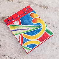 Paper journal, 'Colorful Abstraction' (5.5 inch) - Abstract Colorful Paper Journal from Costa Rica (5.5 inch)