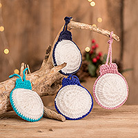 Hand-crocheted ornaments, 'Round Baubles' (set of 4) - Hand-Crocheted Round Ornaments from Guatemala (Set of 4)