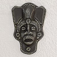Resin mask, 'Honor the Ancients' - Handcrafted Black Resin and Fiberglass Decorative Wall Mask