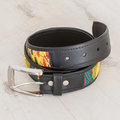 Cotton accented leather belt, Magic Tradition