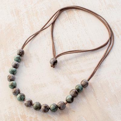Ceramic beaded necklace, Rock Pools