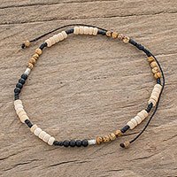 Jasper and onyx beaded anklet,
