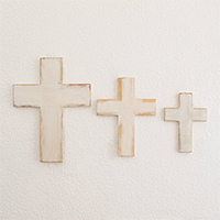 Wood wall crosses, 'Symbol of Love in White' (set of 3) - Wood Wall Crosses in White from Guatemala (Set of 3)