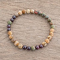 Multi-gemstone beaded stretch bracelet,