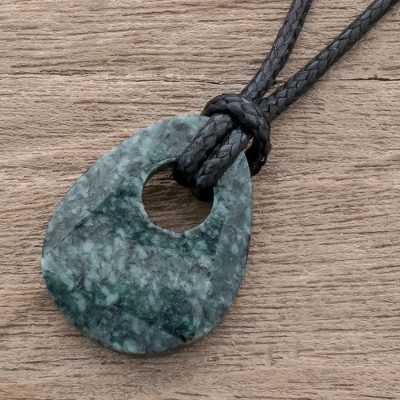 Jade pendant necklace, Verdant Tear