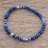 Sodalite and jasper beaded stretch bracelet,