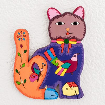 Wood key rack, Colorful Cat