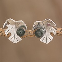 Jade button earrings,