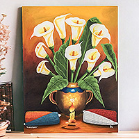 'Thanksgiving' - Still Life Painting of Calla Lilies and Corn from Gutaemala