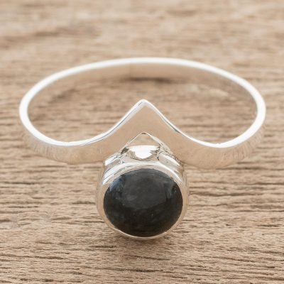 Jade band ring, Subtle Maya in Dark Green