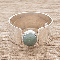Jade cocktail ring, 'Magic Maya in Apple Green' - Apple Green Jade Band Ring from Guatemala