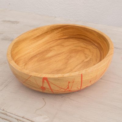 Wood serving bowl, Abstract Kitchen in Orange