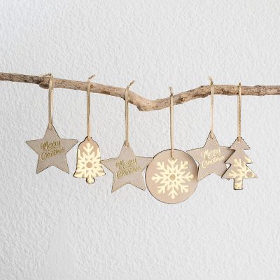 Leather ornaments, Christmas in Brown and Gold (set of 6)