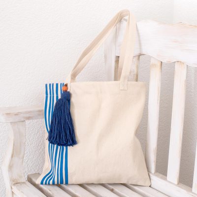 Cotton tote, Royal Blue Lines