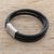 Men's leather cord bracelet, 'Masculine Strands in Black' - Men's Leather Cord Bracelet in Black from Costa Rica (image 2c) thumbail
