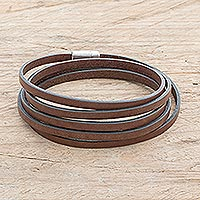 Featured review for Mens leather wrap bracelet, Masculine Symphony in Espresso