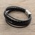 Men's leather strand bracelet, 'Bold Variety in Black' - Men's Black Leather Strand Bracelet from Costa Rica (image 2b) thumbail