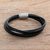 Men's leather cord bracelet, 'Bold Expression in Black' - Men's Leather Strand Bracelet in Black from Costa Rica thumbail