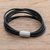 Men's leather cord bracelet, 'Bold Expression in Black' - Men's Leather Strand Bracelet in Black from Costa Rica (image 2b) thumbail