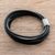 Men's leather cord bracelet, 'Bold Expression in Black' - Men's Leather Strand Bracelet in Black from Costa Rica (image 2c) thumbail
