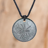 Jade pendant necklace, 'K'at' - Hand-Carved Jade Spider Pendant Necklace from Guatemala