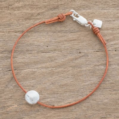 Fine silver pendant bracelet, Magic Planet in Light Brown