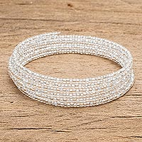 Featured review for Glass beaded wrap bracelet, Brilliance of the Moon