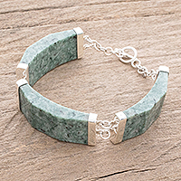 Jade link bracelet, 'Simple Panels in Apple Green' - Apple Green Jade Link Bracelet from Guatemala