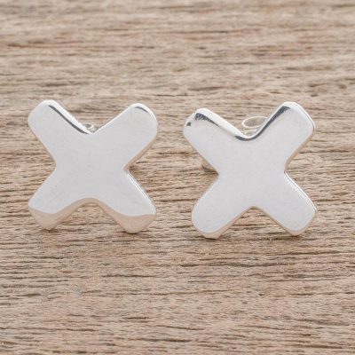 Sterling silver stud earrings, Cute X