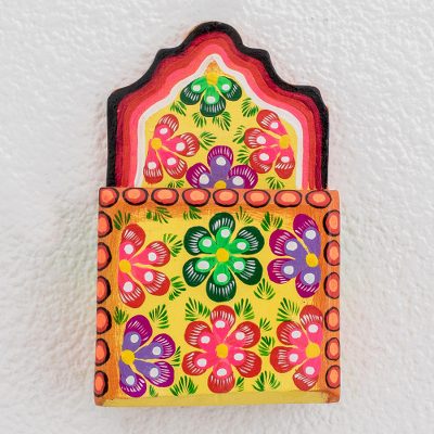 Wood mail holder, Floral Message