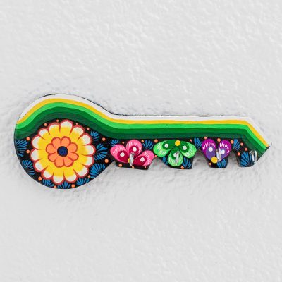 Wood key holder, Floral Key