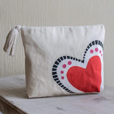 Cotton cosmetic bag, The Heart Sings