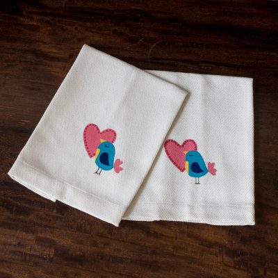 Cotton dish towels, Lovey Dove (pair)