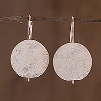 Sterling silver drop earrings, 'Costa Rican Moon' - Costa Rican Sterling Silver Geometric Drop Earrings