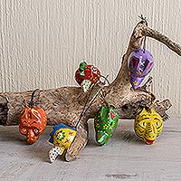 Wood ornaments, 'Little Animals' (set of 6) - Hand Crafted Guatemalan Animal Ornaments (Set of 6)