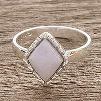 Jade cocktail ring, 'Lilac Diamond' - Sterling Silver Ring with a Lilac Jade Diamond