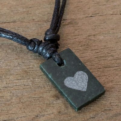 Jade pendant necklace, Heart Talisman
