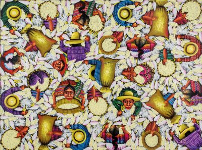 'Corn Harvest II' - Central American People Original Folk Painting