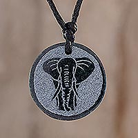 Jade pendant necklace, 'Elephant Wisdom' - Elephant Motif Jade Pendant Necklace
